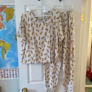 Pineapple Print Pajama Set - Cream/Yellow